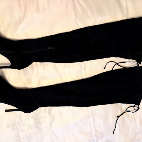 Black Over-the-Knee Heeled Boots (Size 8) Forever 21 winter boots suede - Picture 2 of 6